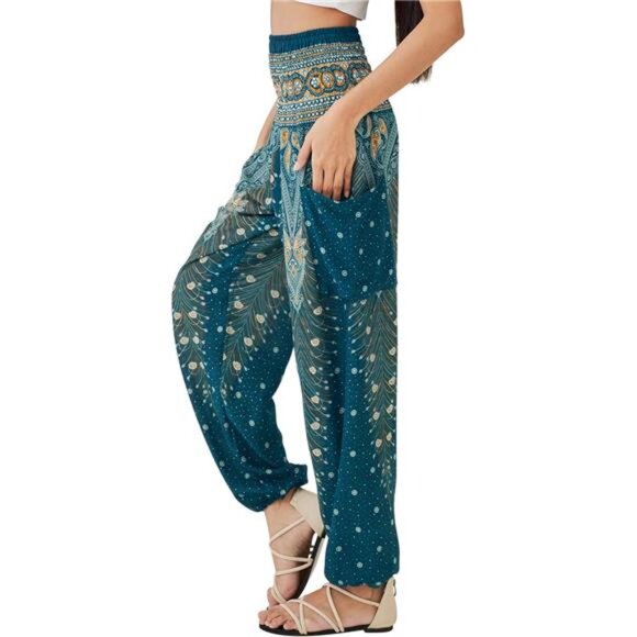 Boho Pants for Women Turquoise - Picture 1 of 6
